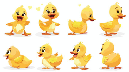 Duckling characters. Beautiful ducks newborn cartoon