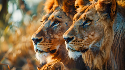 Close up lion family