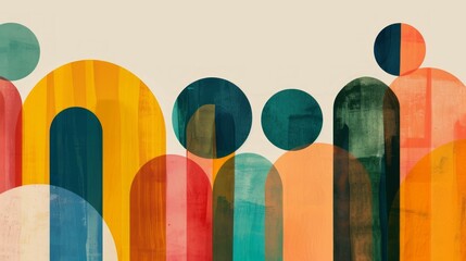 colorful abstract column watercolor background, geometrical shapes
