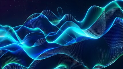 Undulating Neon Waves of Vibrant Digital Energy
