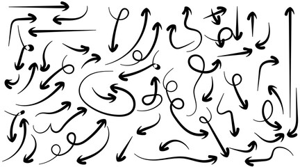 Collection of different doodle vectors vector arrow hand drawn element isolated on white background