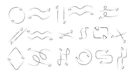 Collection of different doodle vectors vector arrow hand drawn element isolated on white background