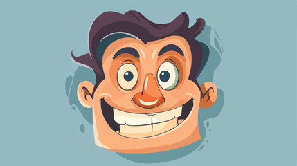 Fake smiling face wearing. Man hiding emotion Cartoon