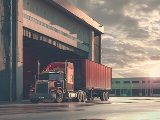 Convenient Cargo: A Look Inside the Warehouse Building with a Truck