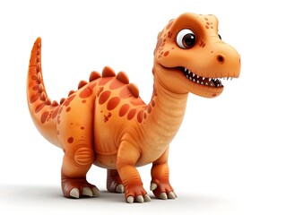 Fototapeta premium Vibrant D Cartoon Dinosaur Awaits Adventure on White Background