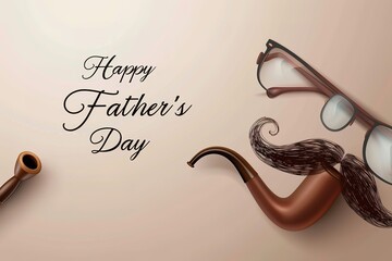 A Father's Day card featuring a mustache and hat, perfect for celebrating dad's special day.