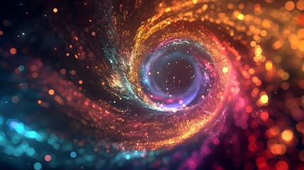 Captivating Cosmic Vortex Mesmerizing Digital Particles in Vibrant Neon Hues