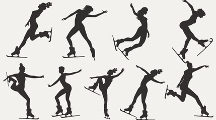 Figure skating poses. Ice skate olympic sport woman style