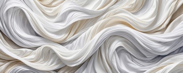 Obraz premium elegant abstract background of flowing white fabric. silky texture with waves and folds. clean and minimalist texture is perfect for sophisticated designs, wedding themes, symbol of purity and calm