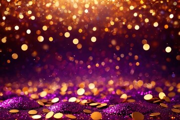 Elegant luxury purple and gold sparkling glitter lights for celebration