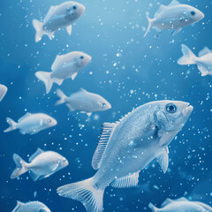 Naklejka premium colorful fish, iridescent fish, underwater scene, 