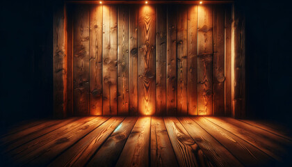 Vintage wooden walls, soft blue light, orange light