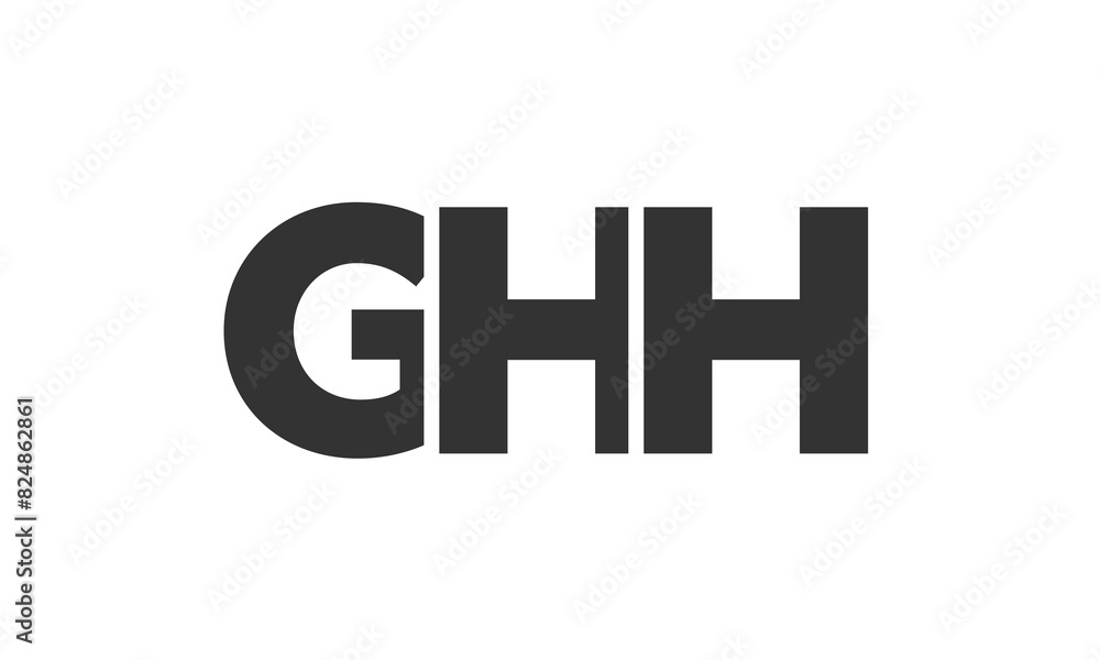 Poster ghh logo design template with strong and modern bold text. initial based vector logotype featuring s