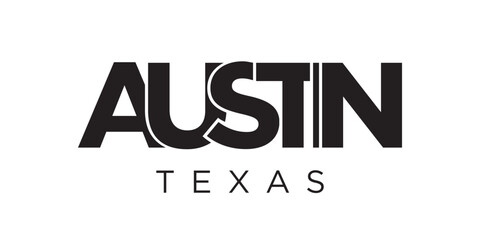 Austin, Texas, USA typography slogan design. America logo with graphic city lettering for print and web.