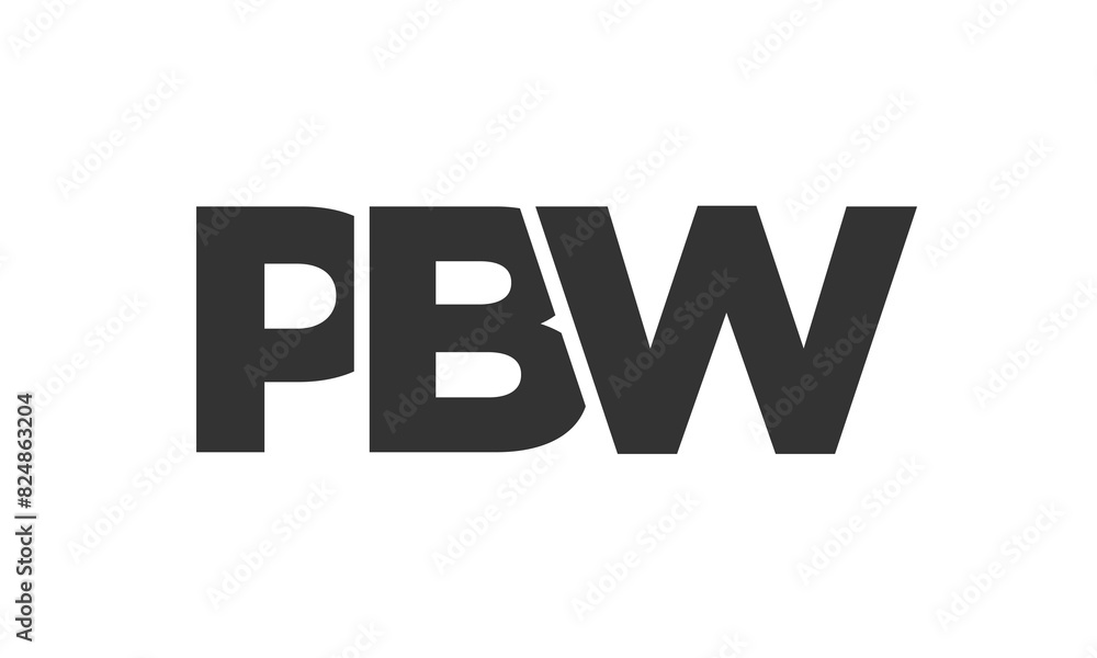 Fototapete PBW logo design template with strong and modern bold text. Initial based vector logotype featuring simple and minimal typography. Trendy company identity.