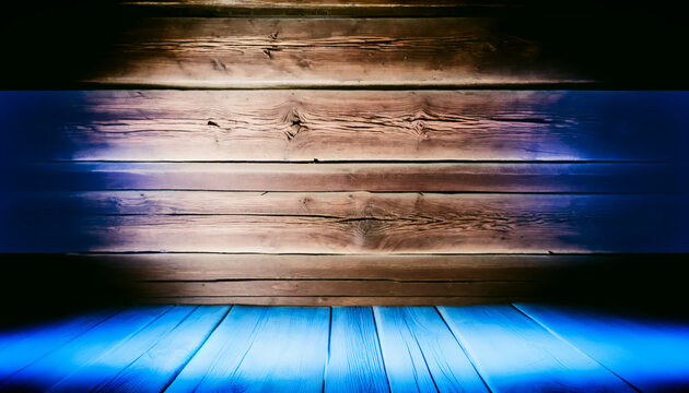 Vintage wooden walls, Soft Blue Light, Orange Light, Warm Yellow Light