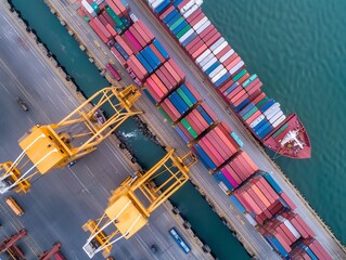 Efficient Container Loading: Crane in Action at Shipyard
