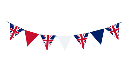 Garland with the flags of the United Kingdom on a white background. 
