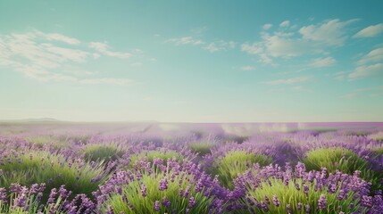 Enchanting Lavender Meadow Under a Serene Sky Tranquil Rural Landscape for Relaxation and Meditation