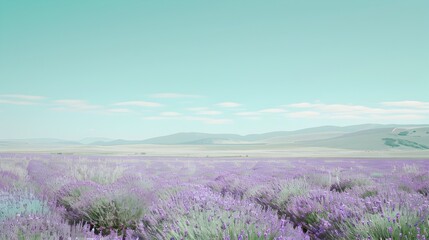 Tranquil Lavender Field Under Calm Skies Serene Rural Landscape for Relaxation