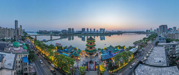 Panoramic view of Fendianting Song Dynasty ancient street in Zhuzhou, China