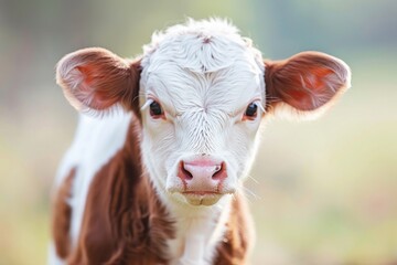 A cute baby cow looking at the screen