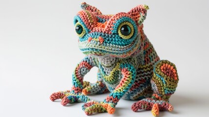 Obraz premium unique handmade gift, crochet cute animal, amigurumi animal, AI generated image