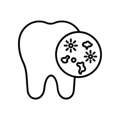 bacteria in tooth icon. outline icon