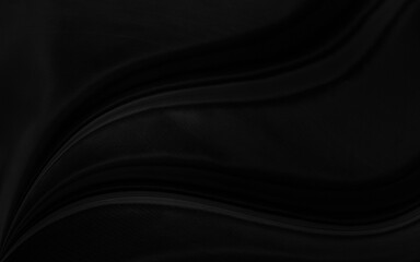 Black gray satin dark fabric texture luxurious shiny that is abstract silk cloth background with patterns soft waves blur beautiful.