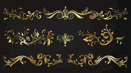 Gold calligraphic page dividers. Vector golden flouri