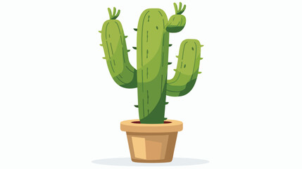Green cactus icon. Cartoon houseplant. Home decoratio