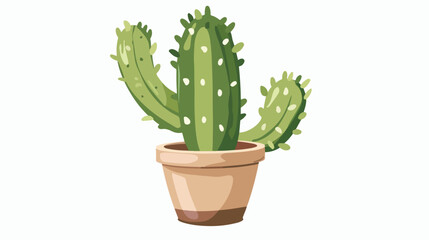 Green cactus in pot. Home decoration cartoon icon Car