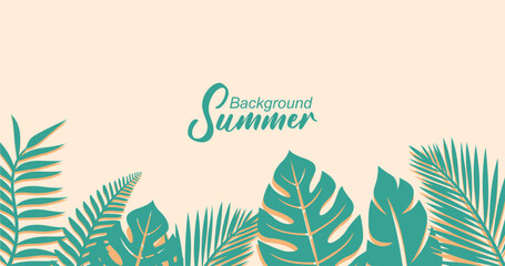 Tropical palm leaves background. Exotic summer concept. Vector illustration