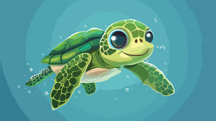 Green cute turtle cartoon icon Cartoon Vector style vector