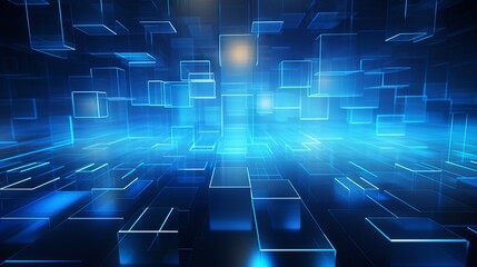 Abstract blue geometric shape background: futuristic technology concept.

