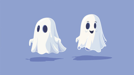 Halloween phantom. Cute ghost emoji funny death face