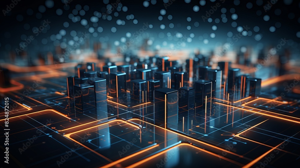 Aufkleber vibrant abstract digital technology background with glowing circuitry patterns - futuristic conceptu