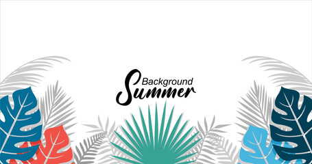 Tropical summer background with palm leaves. Vector illustration EPS10