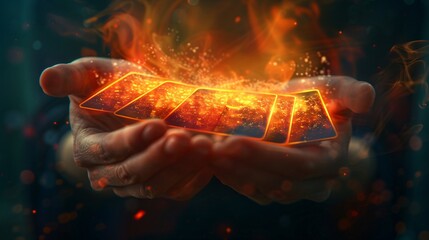 Minimalist Tarot Reader's Hands Shuffling Ethereal Cards