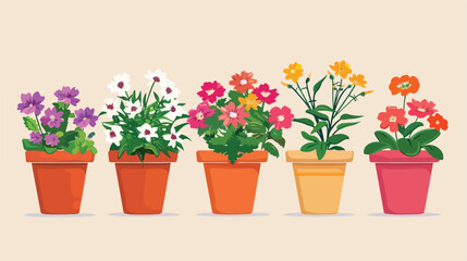 Houseplant flowers in pots Cartoon Vector style vector