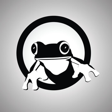 Frog logo design concept. Simple frog silhouette logo template. Animal logo template editable
