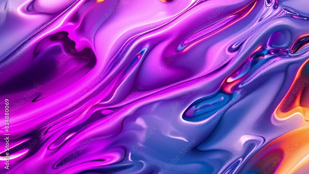 Poster vivid and fluid abstract design featuring swirling colors and reflective light, creating a dynamic a