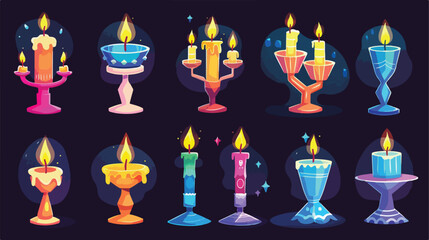 Jewish holidays hanukkah or chanukah icons with menor