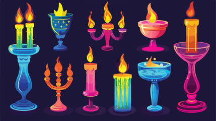 Jewish holidays hanukkah or chanukah icons with menor