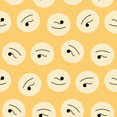 Seamless pattern, repeating backdrop. Funny girl visage.