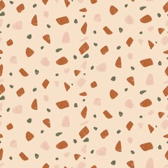 Pastel Terrazzo Chips in Earthy Tones Seamless Pattern