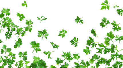 Multiple green leaves are seen soaring through the air in this dynamic scene