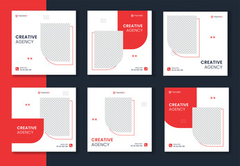 Minimal shape red business social media post design, clean square corporate layout design for company, digital marketing, advertiseing