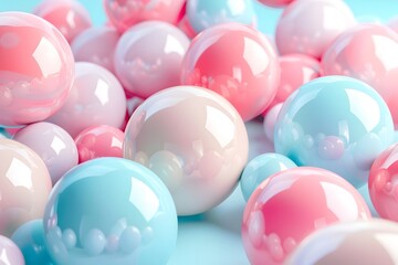 3d render of abstract spheres in pastel colors, background for web design or print on demand products 
