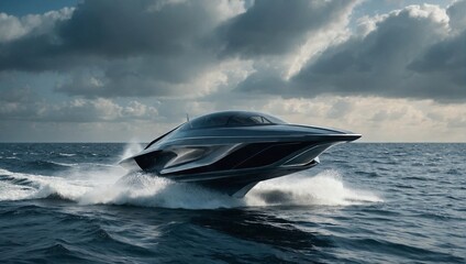 Fototapeta premium futuristic hydrofoil speeding boat